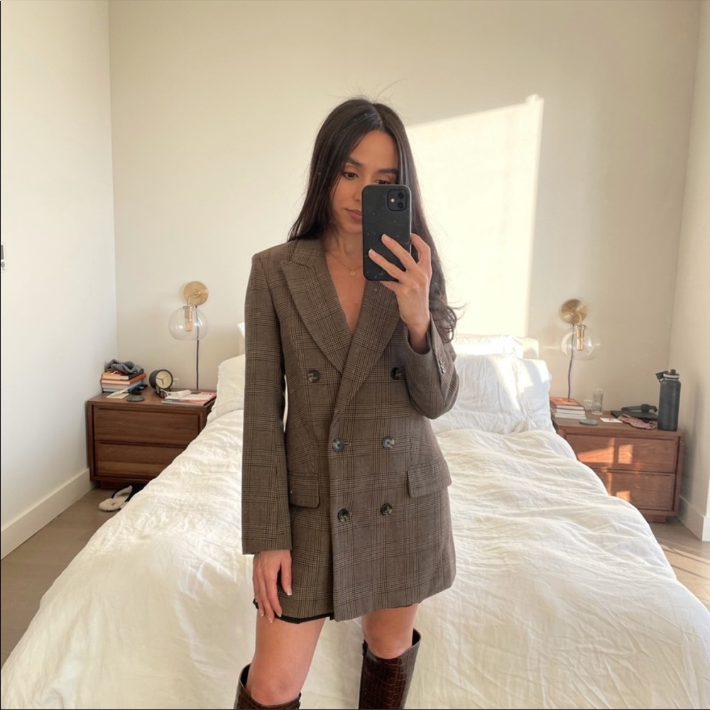 Aritzia plaid double breasted blazer